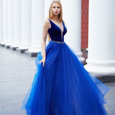 Модные вечерние платья синего цвета