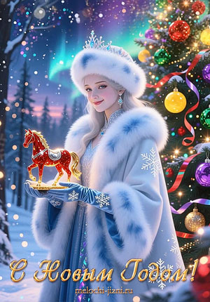 Видео открытка с Новым годом со Снегурочкой