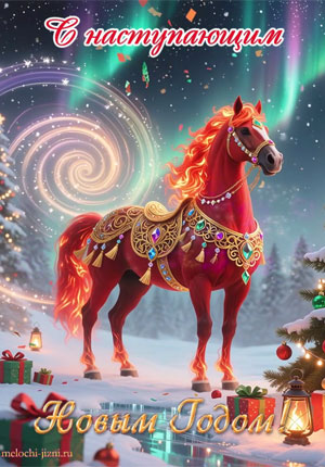 Видео открытка с наступающим Новым годом Лошади