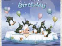 Открытка С днем рождения! Картинка с пингвинами