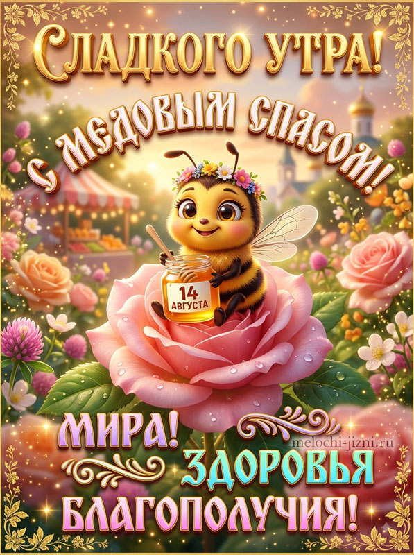 Открытка на Медовый Спас 14 августа