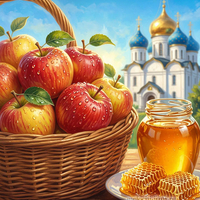 Открытка С Яблочным Спасом — яблоки и мед