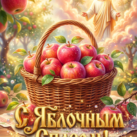 Открытка С Яблочным Спасом — Иисус и корзина