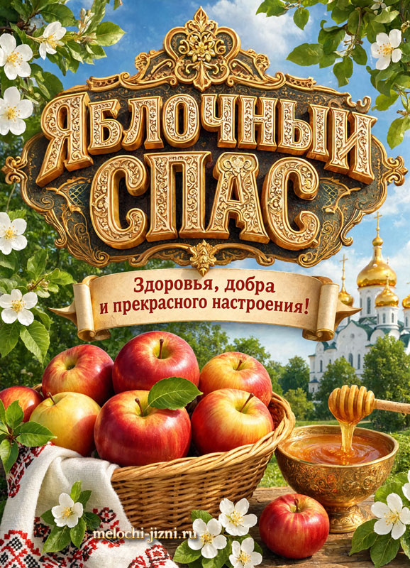 Открытка Яблочный Спас с поздравлением скачать