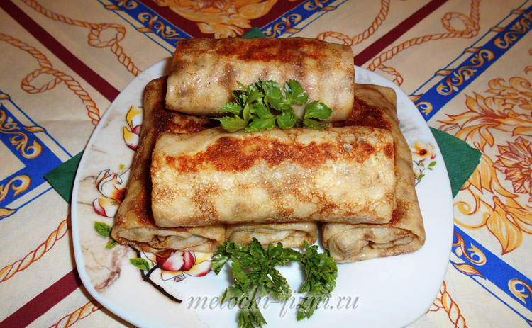 Блины с курицей и грибами