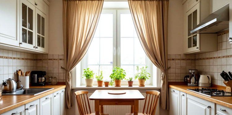 Какими должны быть шторы на кухне?