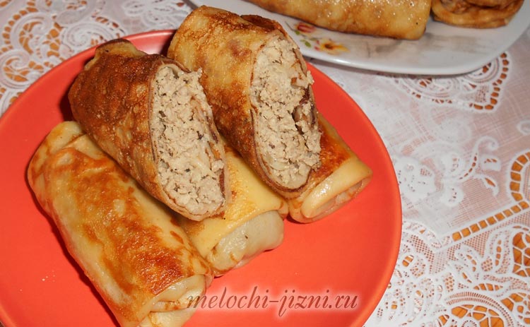 Блины с печенью куриной и с мясом