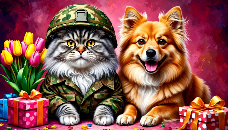 Сценарий корпоратива на 23 февраля с конкурсами: Кот Комбат, Собака Маруська и Праздник