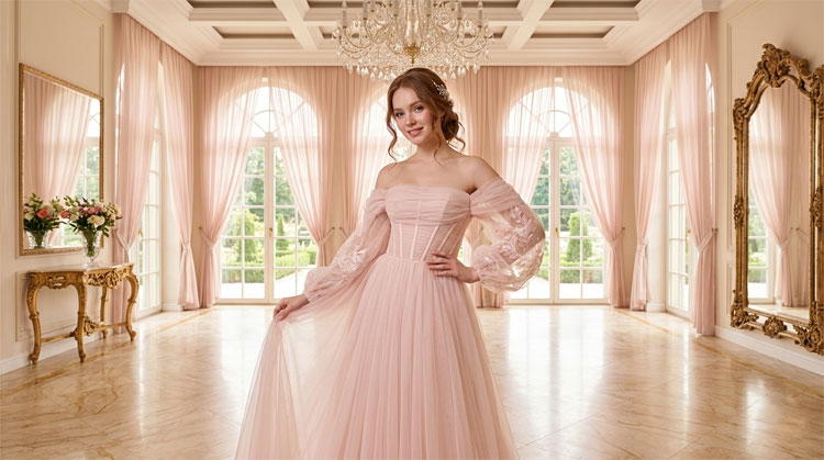 свадебное платье розового цвета