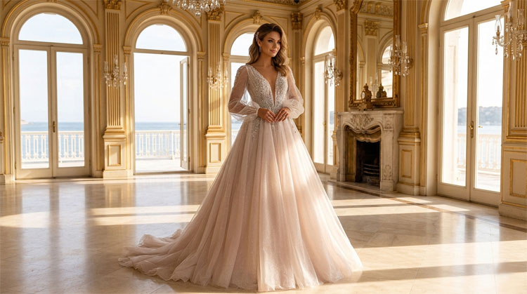 свадебное платье пудрового цвета