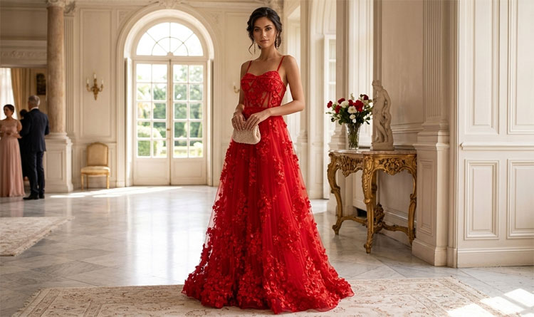 свадебное платье красного цвета