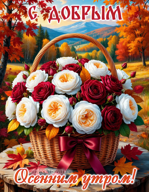 красивая открытка с добрым осенним утром с цветами для женщины
