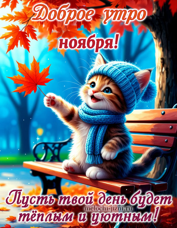 Доброе утро ноября картинка красивая с пожеланиями, открытка с пожеланием пусть твой день будет теплым и уютным