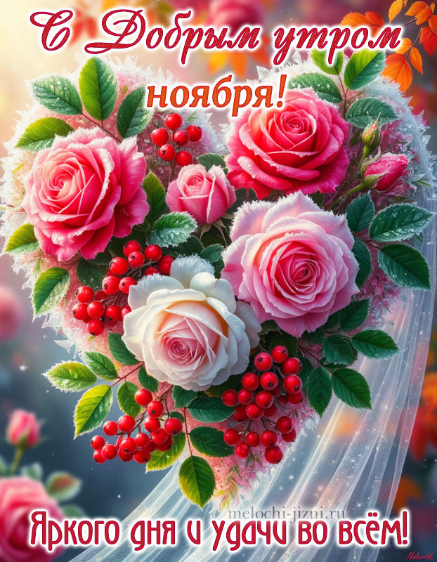 Открытка с добрым утром ноября скачать бесплатно, открытка с пожеланием яркого дня и удачи во всем