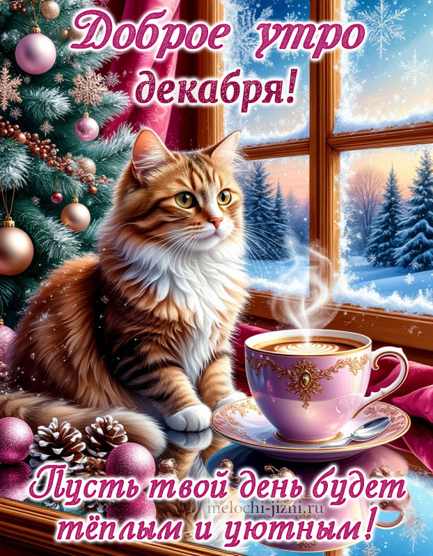 картинки с добрым утром декабря скачать бесплатно с пожеланиями, открытка с пожеланием пусть твой день будет теплым и уютным