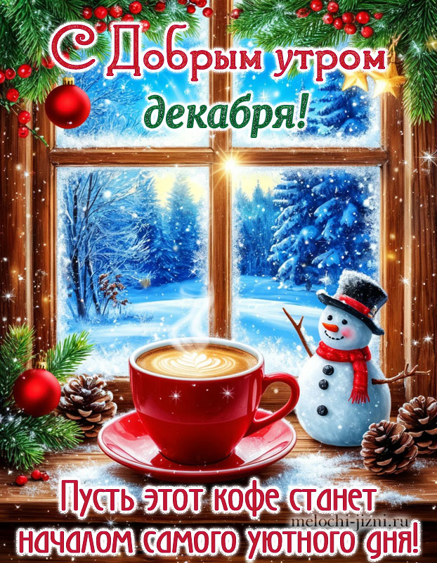 открытки с добрым утром декабря бесплатно, картинка с пожеланием пусть этот кофе станет началом прекрасного дня