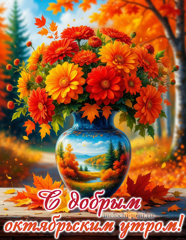 открытки с добрым утром осенние октябрьские, картинка с букетом цветов