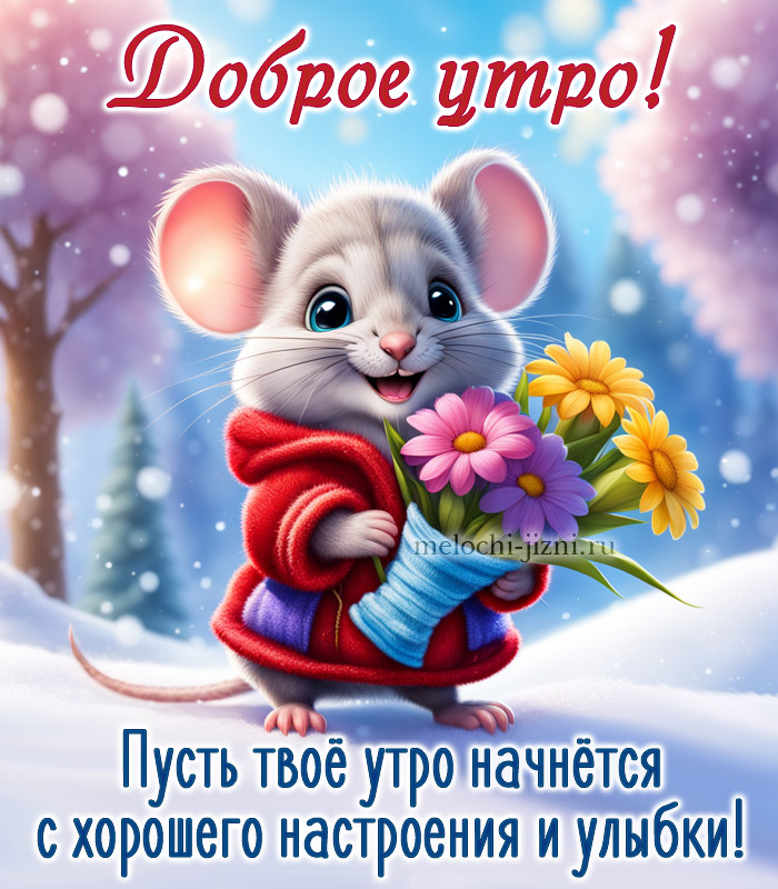 открытка доброе утро и настроения зимняя, с пожеланием улыбки