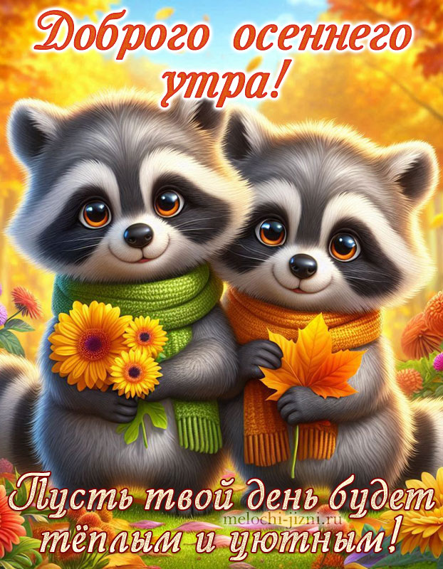 открытка с добрым осенним утром с пожеланием пусть твой день будет теплым и уютным