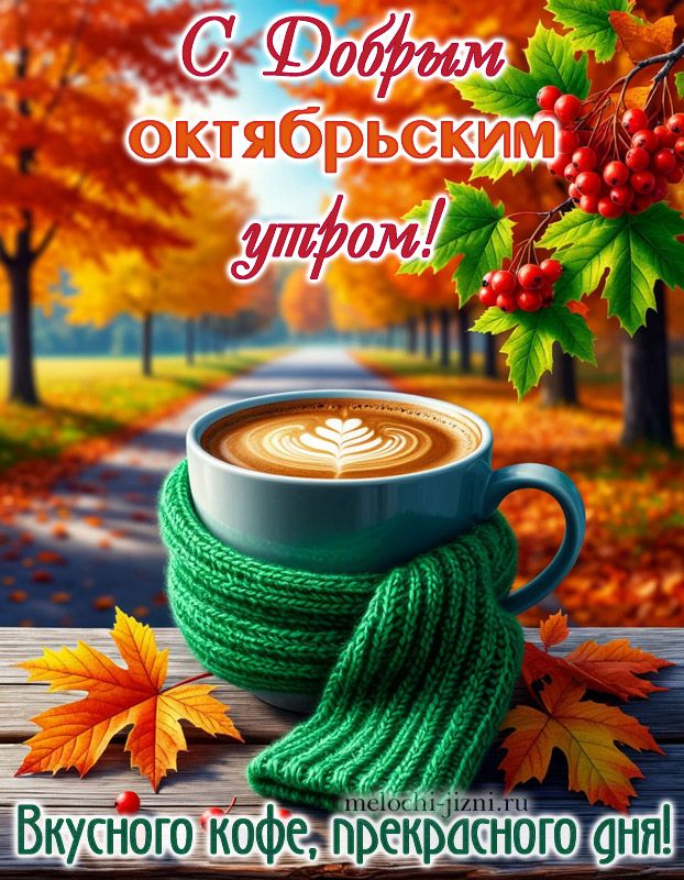открытки с добрым октябрьским утром и днем с пожеланием вкусного кофе и прекрасного дня