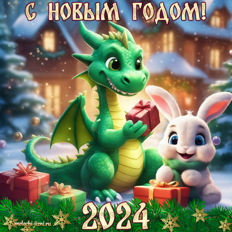 скачать открытки с новым годом 2024 дракона