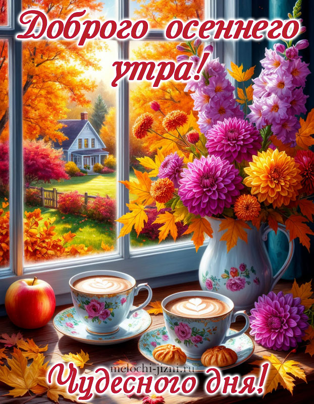 открытка с добрым осенним утром с пожеланием чудесного дня