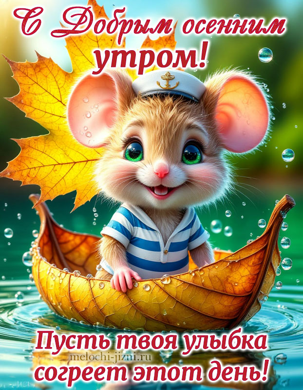 открытка с добрым осенним утром с пожеланием: пусть твоя улыбка согреет этот день