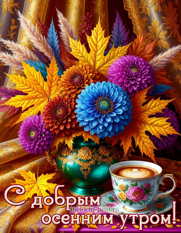 открытка с добрым осенним утром с букетом цветов