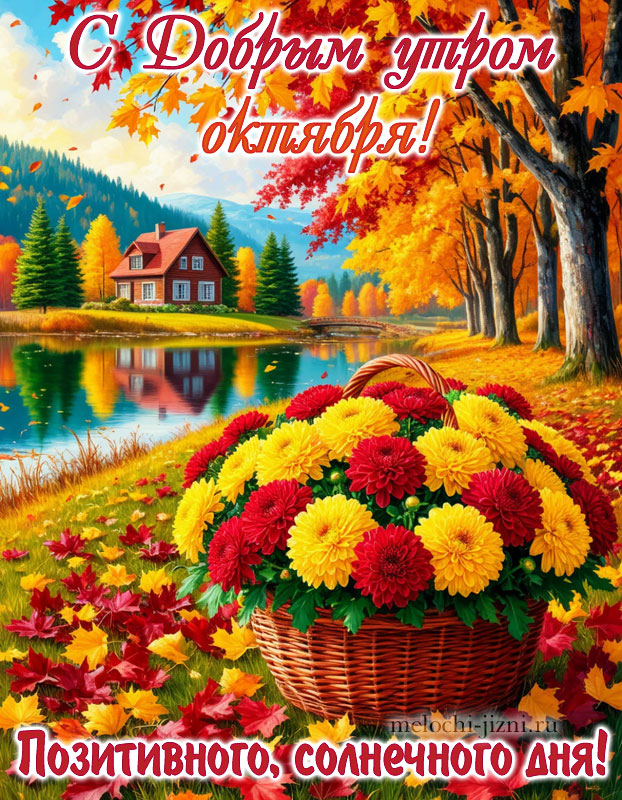 Доброе утро октября картинка с природой, с пожеланием позитивного солнечного дня