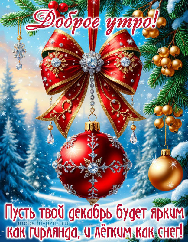 открытки с добрым утром зима декабрь, открытка с пожеланием яркого декабря легкого как снег