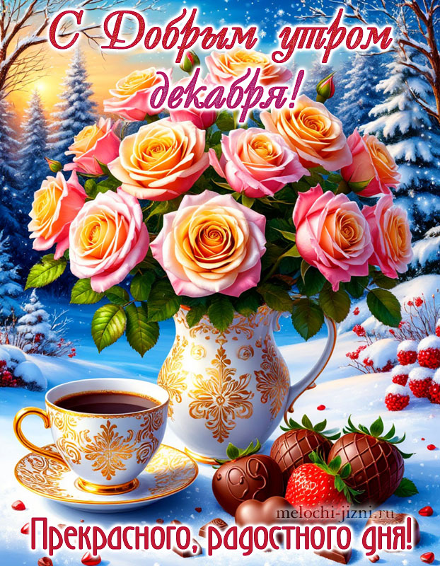 доброе утро картинки пожелания декабря новые красивые, открытка с пожеланием прекрасного радостного дня