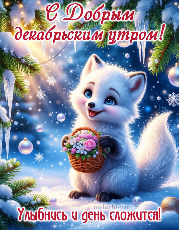 пожелание доброго декабрьского утра картинки бесплатно, картинка с пожеланием улыбнись и день сложится