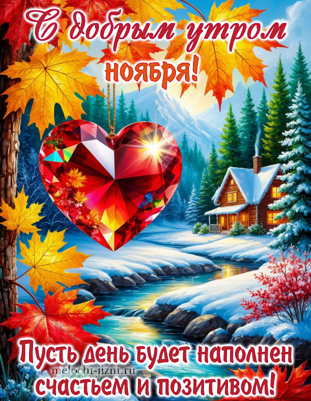 Доброе утро ноября открытка красивая с пожеланиями, картинка с пожеланием пусть день будет наполнен счастьем и позитивом